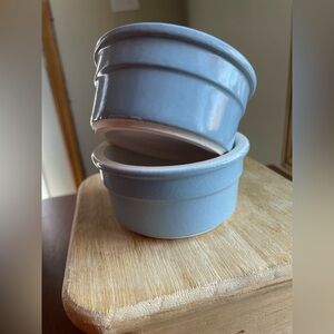 Cermer French Ramekins Souffle Cups Blue 4 OZ Ceramic Glazed Set of 2